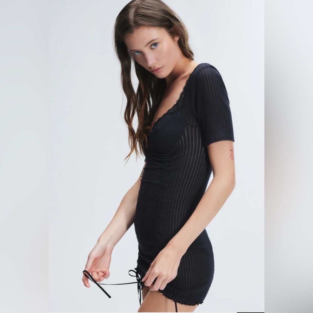 Savage X Fenty Black Ribbed Dress